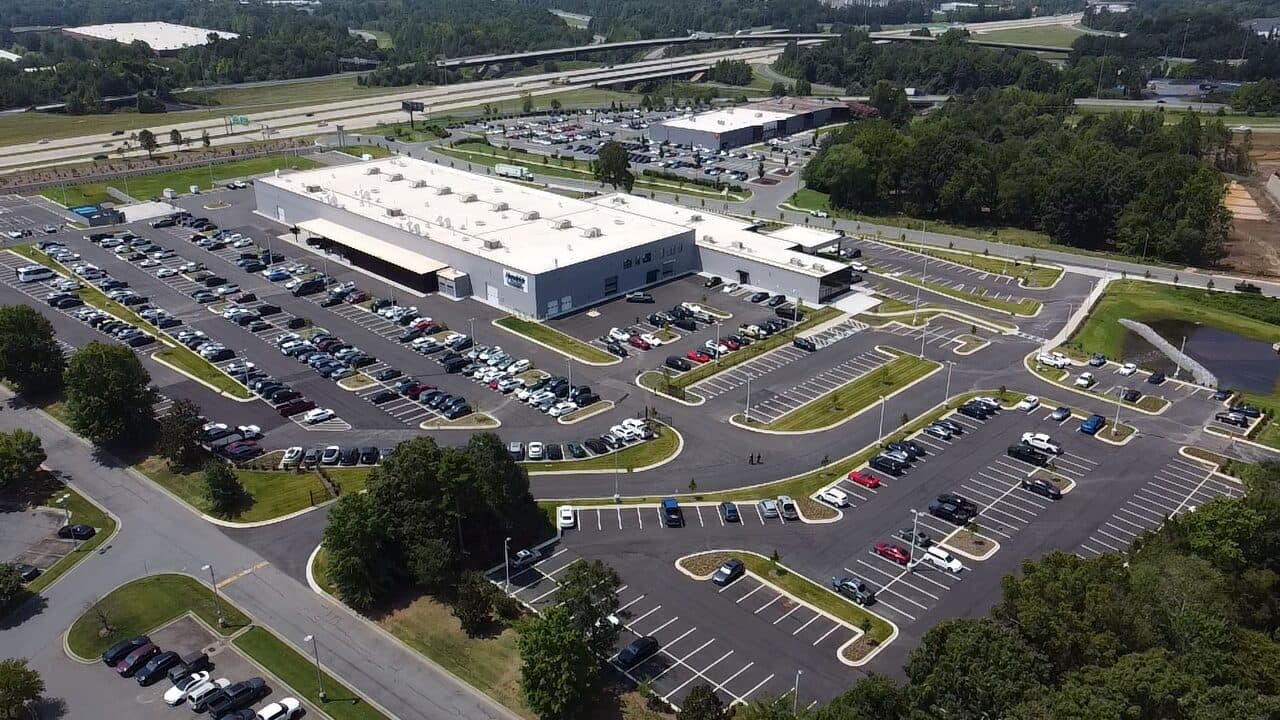HAG Twin Lakes Collision Center — finished site, aerial view